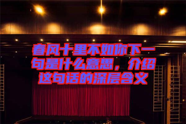 春風(fēng)十里不如你下一句是什么意思，介紹這句話的深層含義