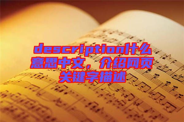 description什么意思中文，介紹網(wǎng)頁關(guān)鍵字描述