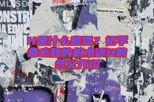 H是什么意思？初學者必知的機術(shù)語H的含義介紹