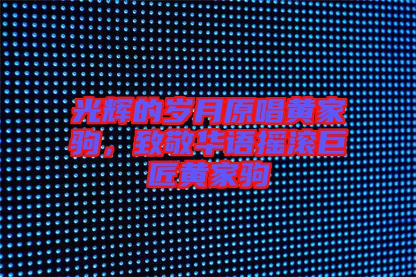 光輝的歲月原唱黃家駒，致敬華語搖滾巨匠黃家駒