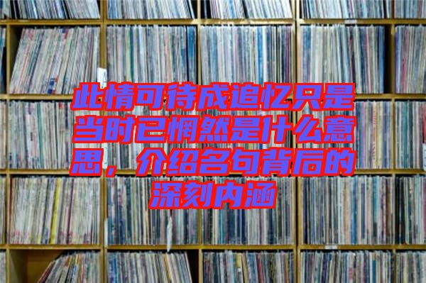 此情可待成追憶只是當(dāng)時已惘然是什么意思，介紹名句背后的深刻內(nèi)涵