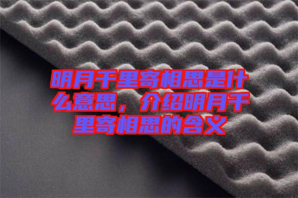 明月千里寄相思是什么意思，介紹明月千里寄相思的含義