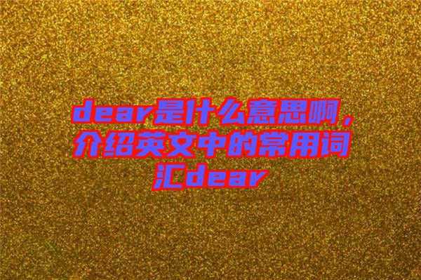dear是什么意思啊，介紹英文中的常用詞匯dear
