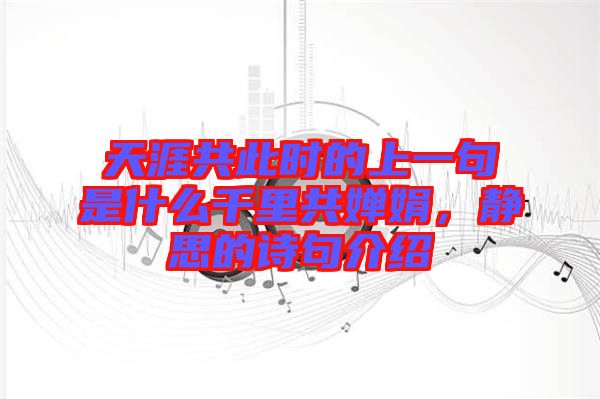 天涯共此時(shí)的上一句是什么千里共嬋娟，靜思的詩句介紹
