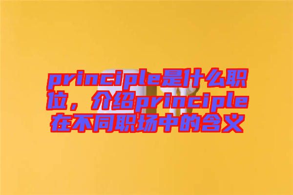 principle是什么職位，介紹principle在不同職場(chǎng)中的含義