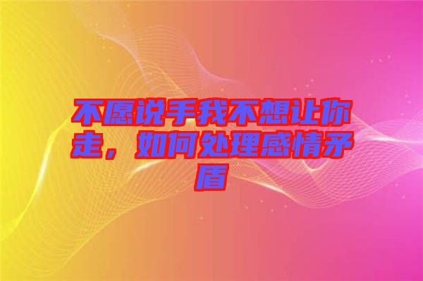 不愿說手我不想讓你走，如何處理感情矛盾