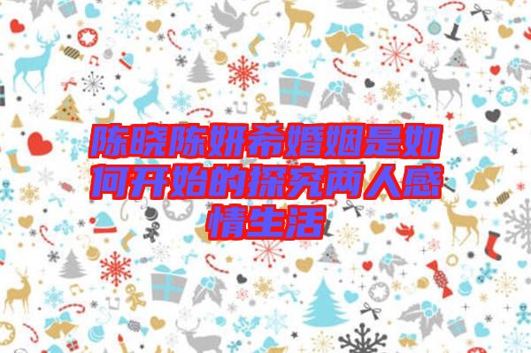 陳曉陳妍?；橐鍪侨绾伍_始的探究兩人感情生活