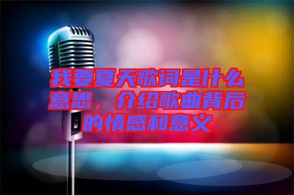 我要夏天歌詞是什么意思，介紹歌曲背后的情感和意義