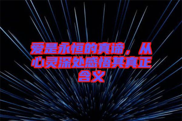 愛是永恒的真諦，從心靈深處感悟其真正含義