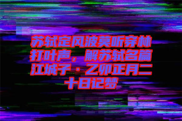 蘇軾定風(fēng)波莫聽穿林打葉聲，解蘇軾名篇江城子·乙卯正月二十日記夢