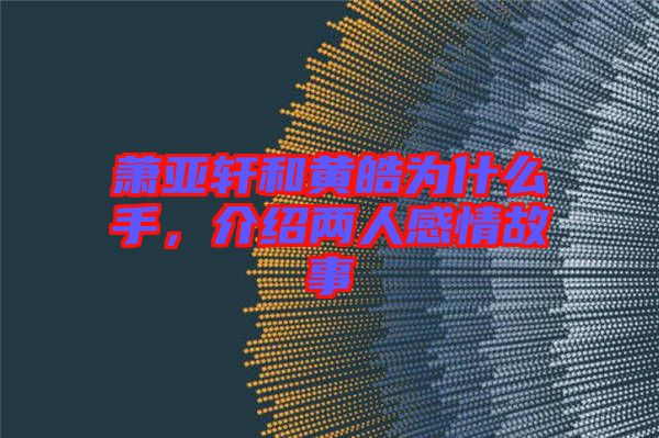 蕭亞軒和黃皓為什么手，介紹兩人感情故事