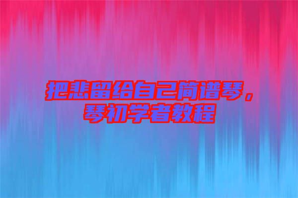 把悲留給自己簡譜琴，琴初學(xué)者教程