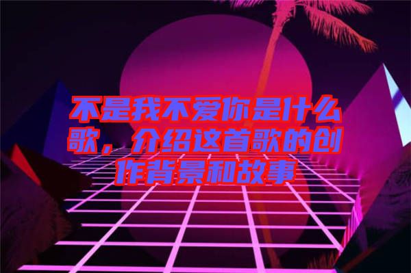 不是我不愛你是什么歌，介紹這首歌的創(chuàng)作背景和故事