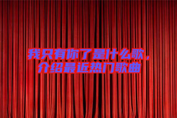 我只有你了是什么歌，介紹最近熱門歌曲