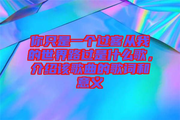 你只是一個過客從我的世界路過是什么歌，介紹該歌曲的歌詞和意義