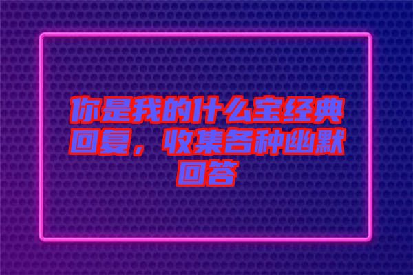 你是我的什么寶經(jīng)典回復(fù)，收集各種幽默回答