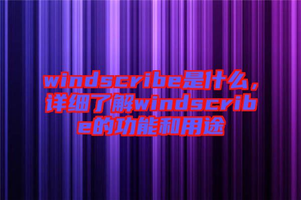 windscribe是什么，詳細了解windscribe的功能和用途
