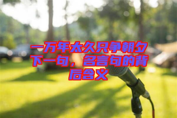 一萬年太久只爭朝夕下一句，名言句的背后含義