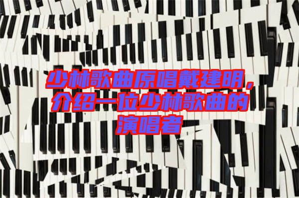 少林歌曲原唱戴建明，介紹一位少林歌曲的演唱者