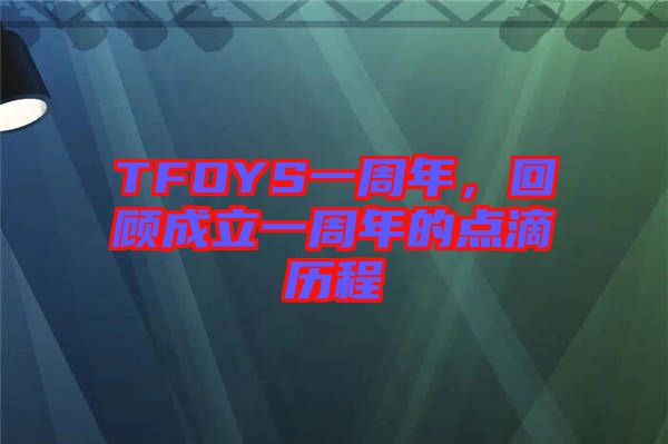 TFOYS一周年，回顧成立一周年的點滴歷程