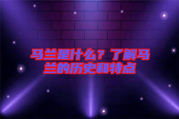 馬蘭是什么？了解馬蘭的歷史和特點(diǎn)