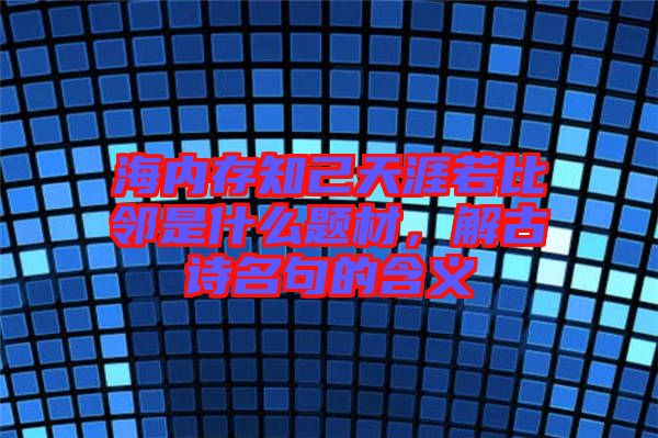 海內(nèi)存知己天涯若比鄰是什么題材，解古詩名句的含義