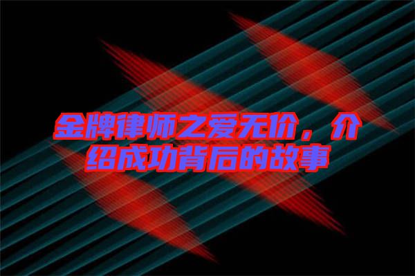 金牌律師之愛無價，介紹成功背后的故事