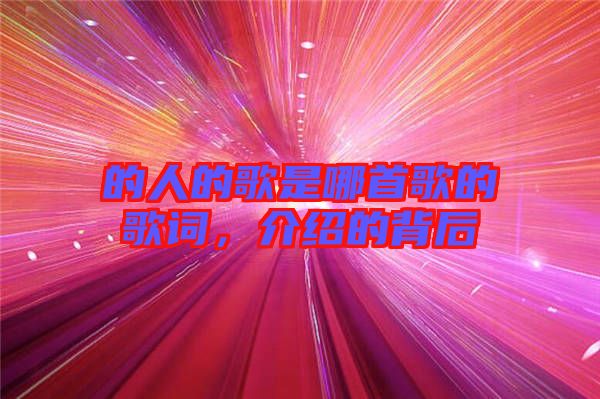 的人的歌是哪首歌的歌詞，介紹的背后