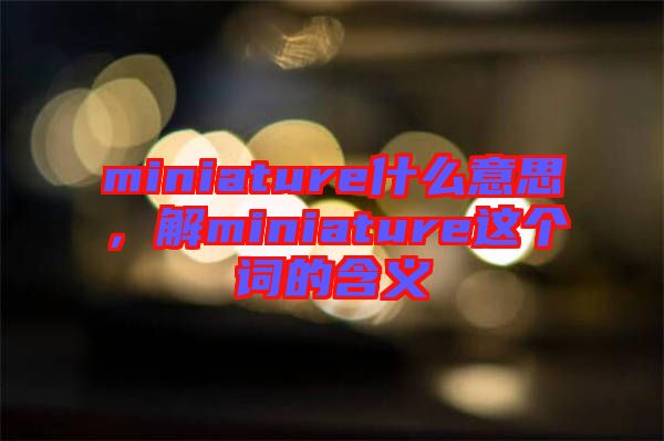 miniature什么意思，解miniature這個詞的含義