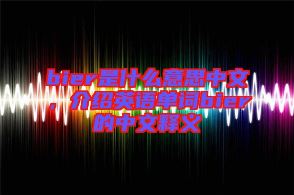 bier是什么意思中文，介紹英語(yǔ)單詞bier的中文釋義