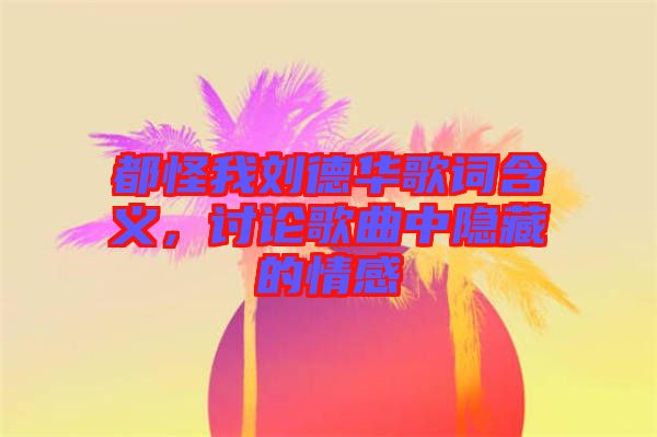 都怪我劉德華歌詞含義，討論歌曲中隱藏的情感