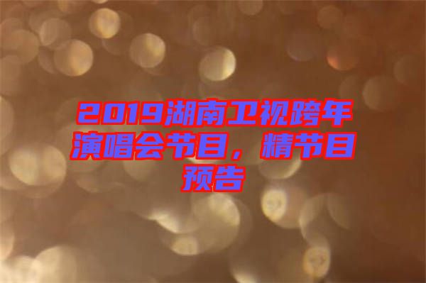 2019湖南衛(wèi)視跨年演唱會節(jié)目，精節(jié)目預(yù)告