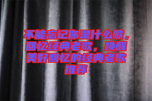 不能忘記你是什么歌，回憶經(jīng)典老歌，喚醒美好回憶的經(jīng)典老歌推薦
