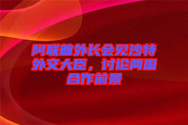 阿聯(lián)酋外長會(huì)見沙特外交大臣，討論兩國合作前景