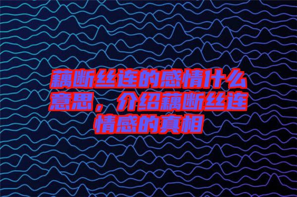 藕斷絲連的感情什么意思，介紹藕斷絲連情感的真相