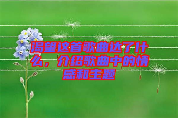 渴望這首歌曲達(dá)了什么，介紹歌曲中的情感和主題