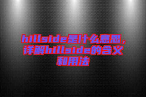 hillside是什么意思，詳解hillside的含義和用法