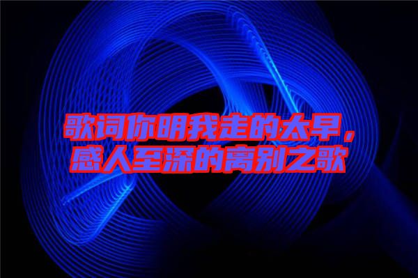 歌詞你明我走的太早，感人至深的離別之歌