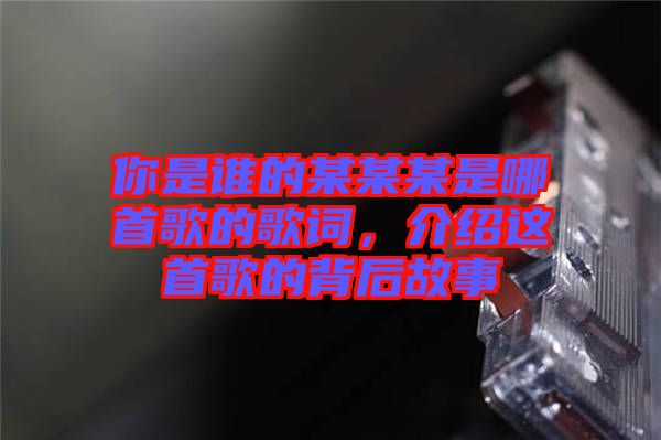 你是誰的某某某是哪首歌的歌詞，介紹這首歌的背后故事