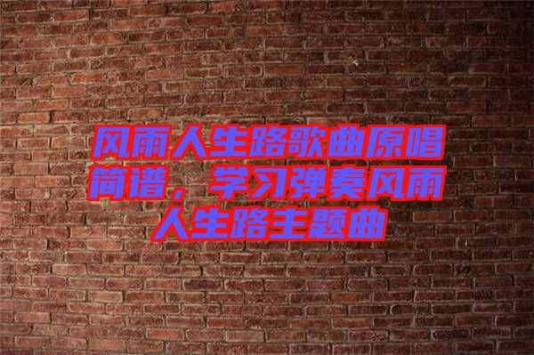風(fēng)雨人生路歌曲原唱簡譜，學(xué)習(xí)彈奏風(fēng)雨人生路主題曲