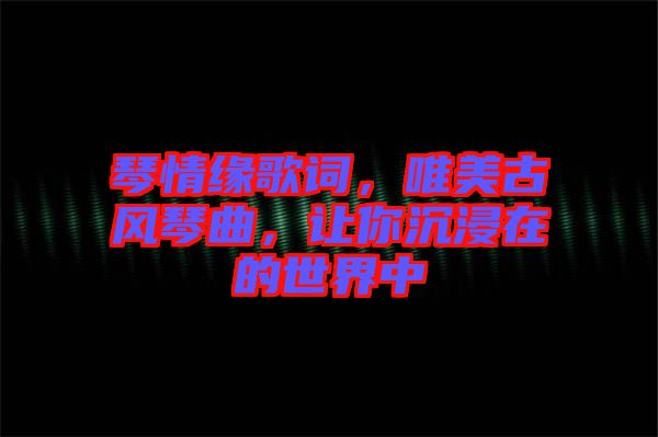 琴情緣歌詞，唯美古風(fēng)琴曲，讓你沉浸在的世界中