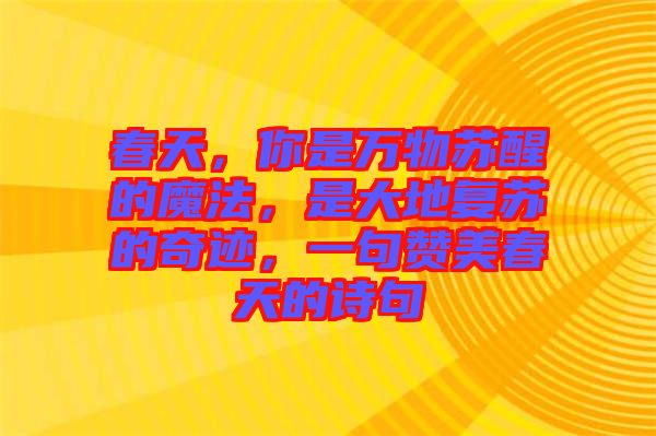 春天，你是萬物蘇醒的魔法，是大地復(fù)蘇的奇跡，一句贊美春天的詩句