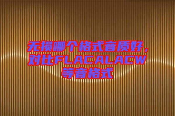 無損哪個格式音質(zhì)好，對比FLACALACW等音格式