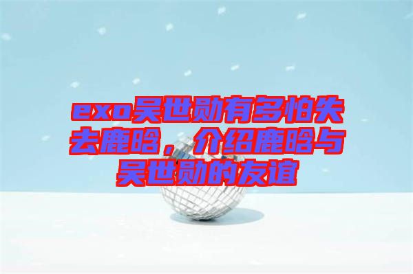 exo吳世勛有多怕失去鹿晗，介紹鹿晗與吳世勛的友誼