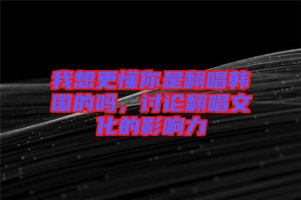 我想更懂你是翻唱韓國(guó)的嗎，討論翻唱文化的影響力