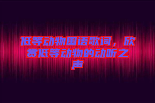 低等動物國語歌詞，欣賞低等動物的動聽之聲