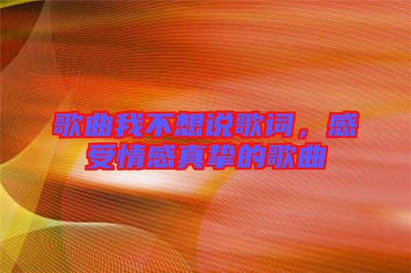 歌曲我不想說歌詞，感受情感真摯的歌曲