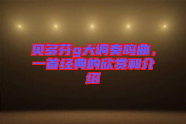 貝多芬g大調(diào)奏鳴曲，一首經(jīng)典的欣賞和介紹