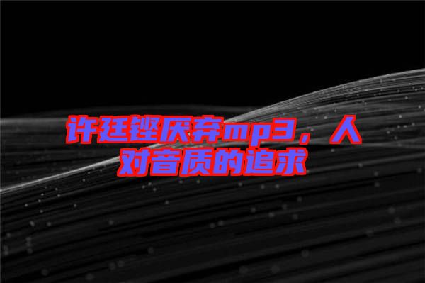 許廷鏗厭棄mp3，人對(duì)音質(zhì)的追求