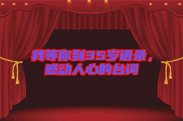 我等你到35歲語(yǔ)錄，感動(dòng)人心的臺(tái)詞